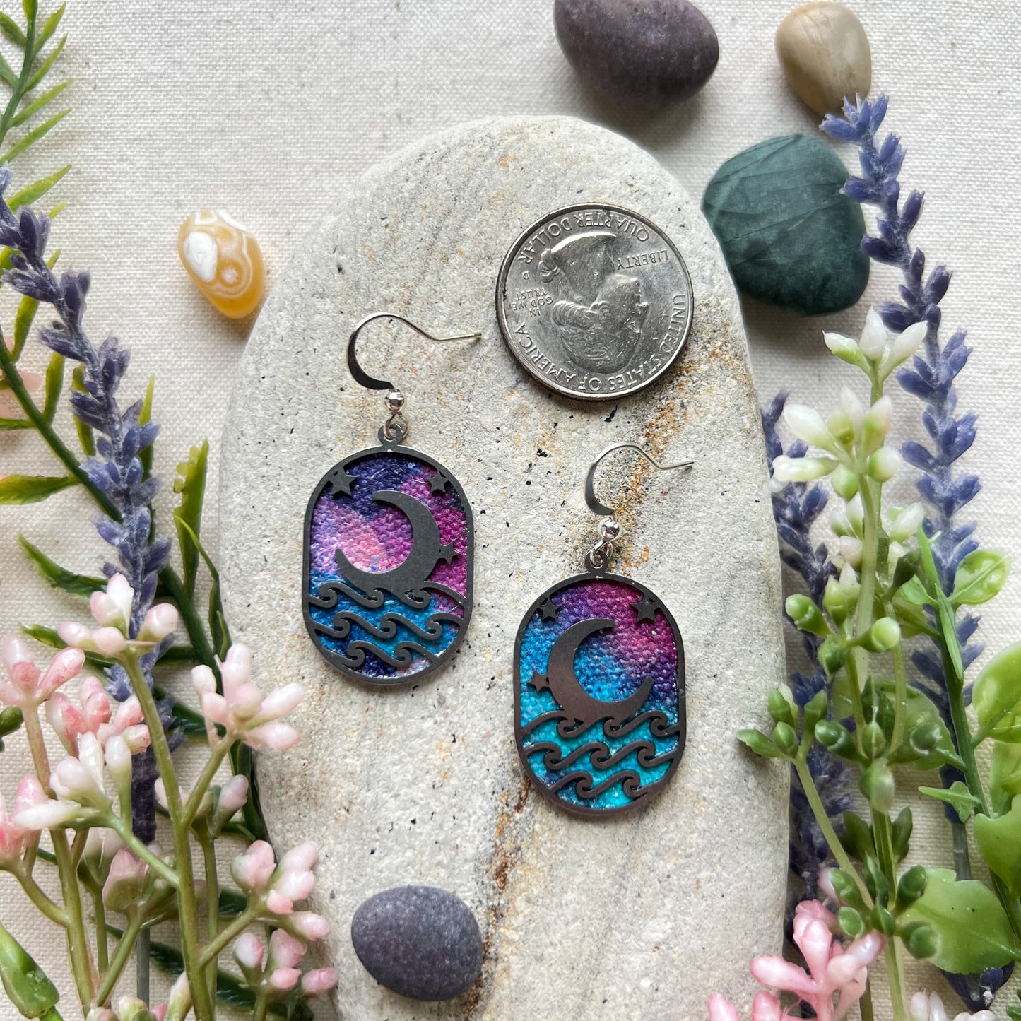 Moon and Sea Earrings