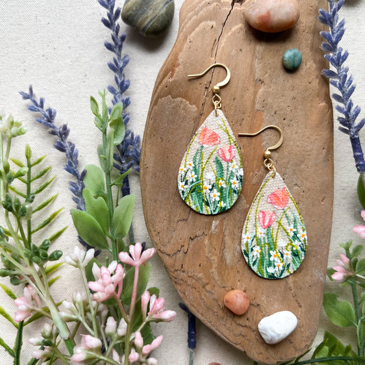 Hand painted Tulip Earrings