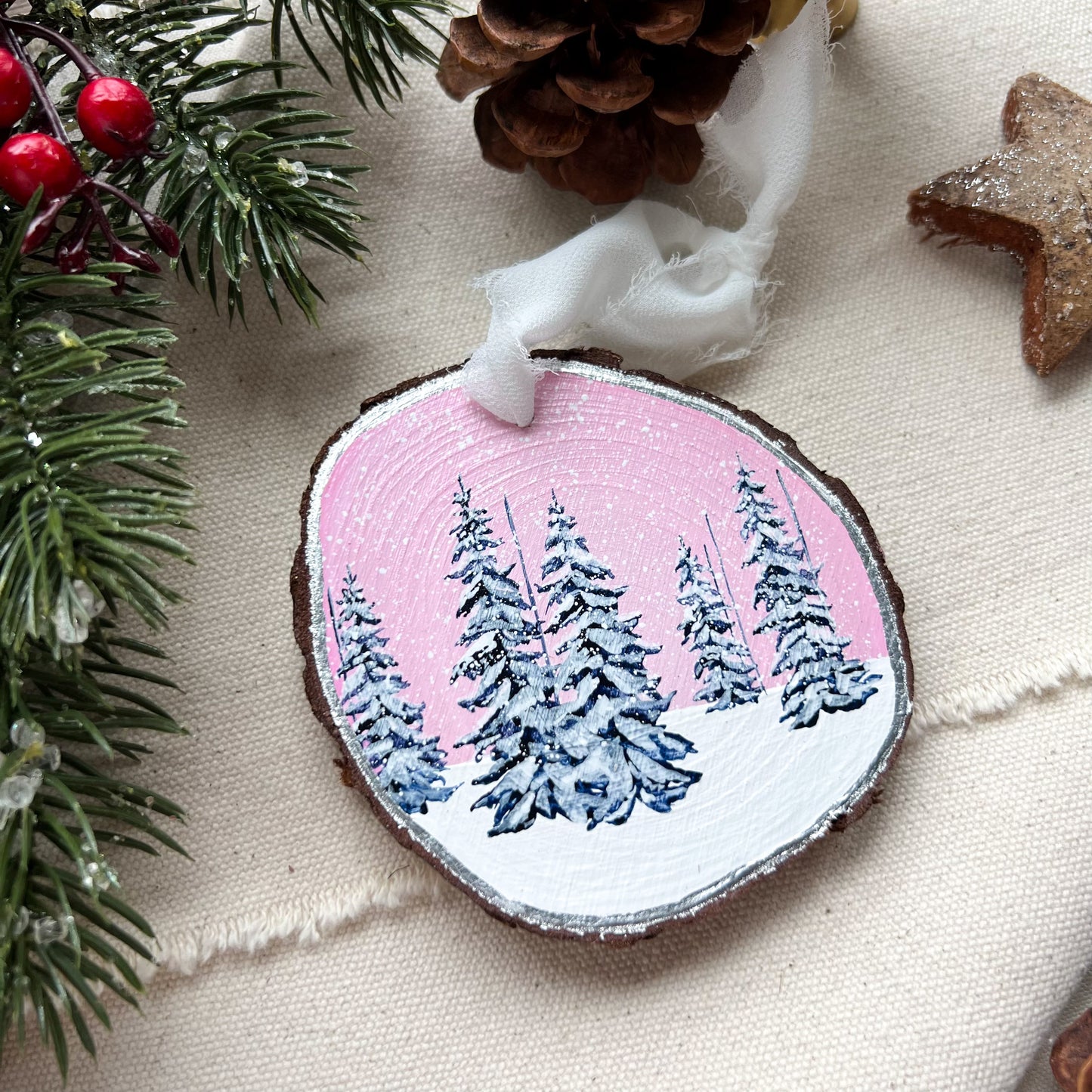 Soft Pink Snow Globe Ornament