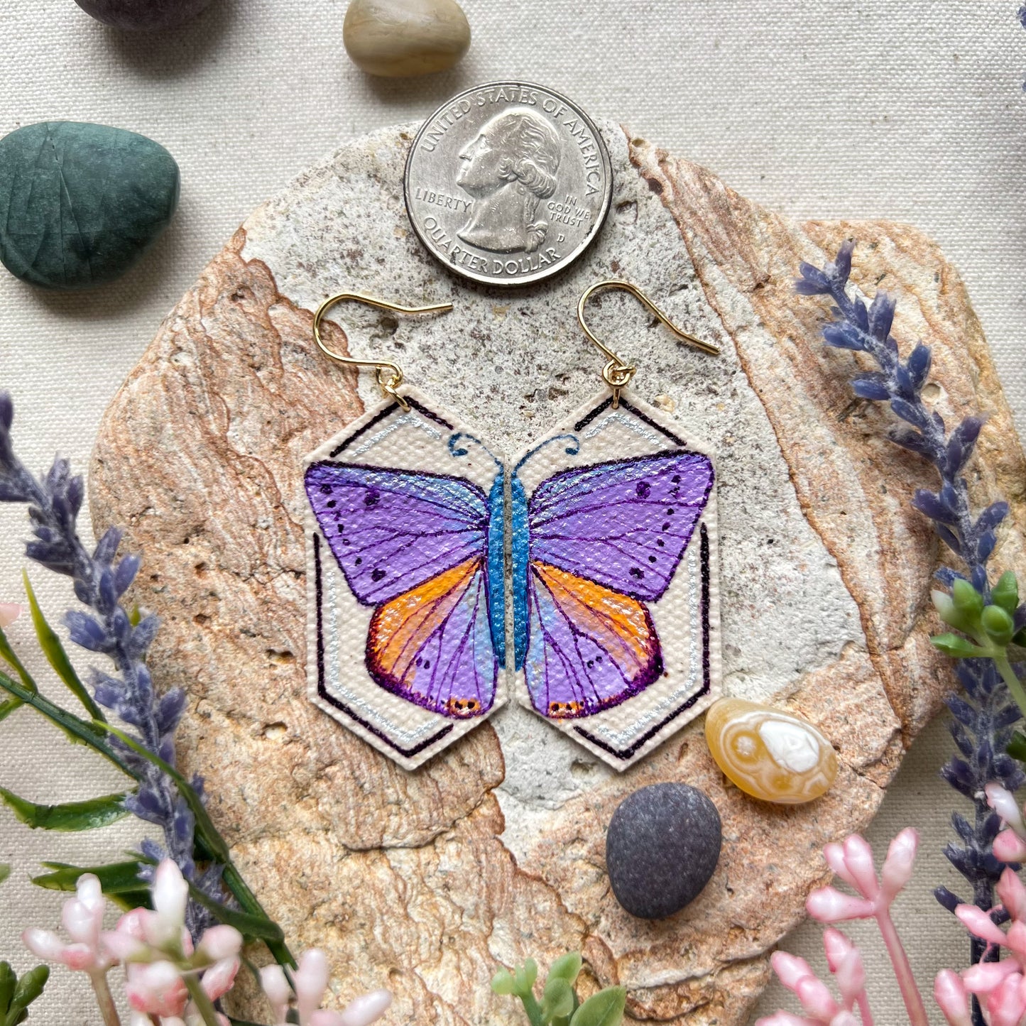 Purple Moth Earrings