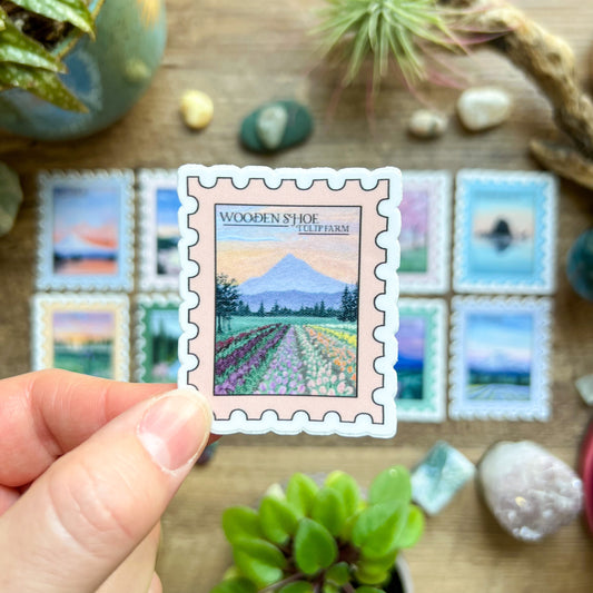 Wooden Shoe Tulip Farm Stamp Sticker