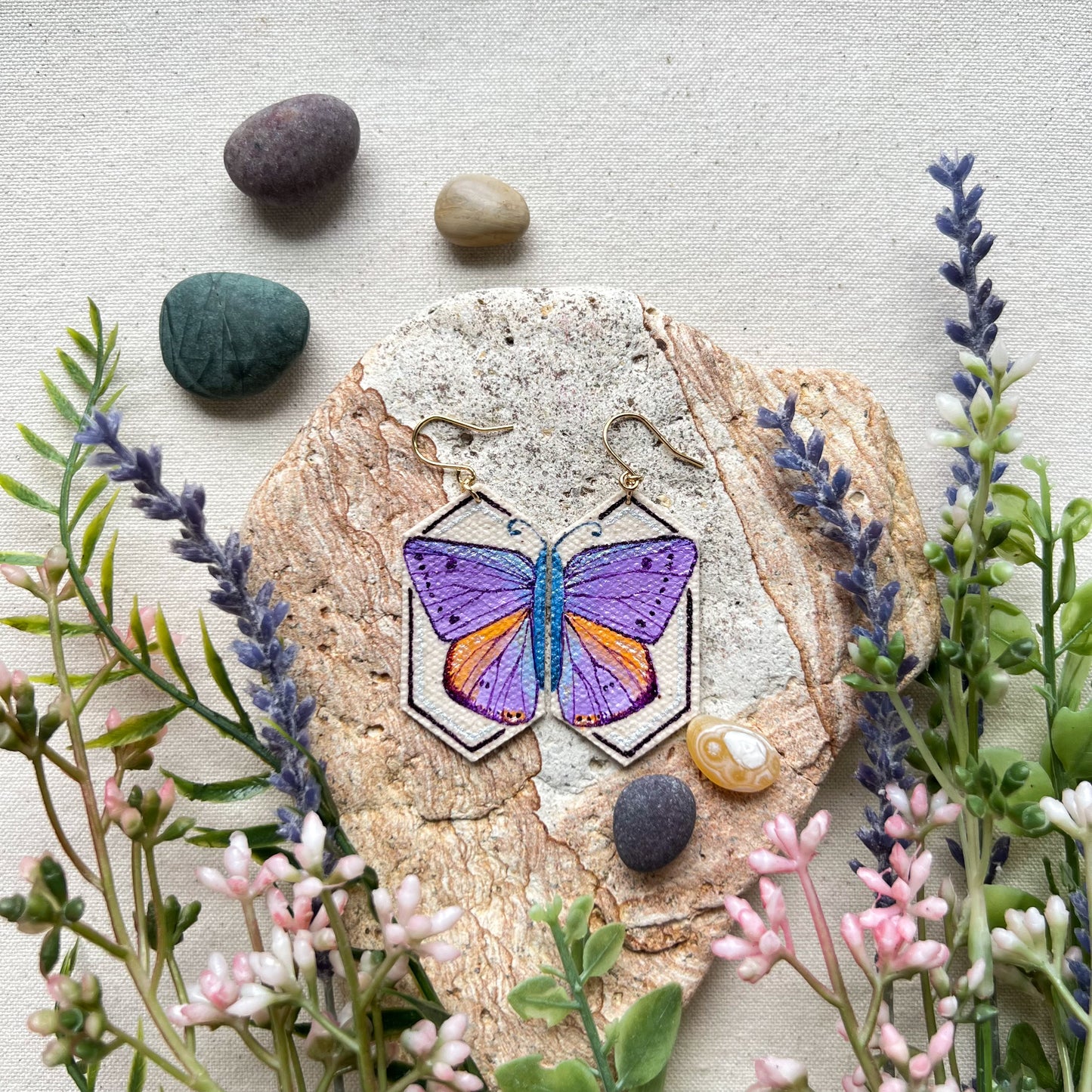 Purple Moth Earrings