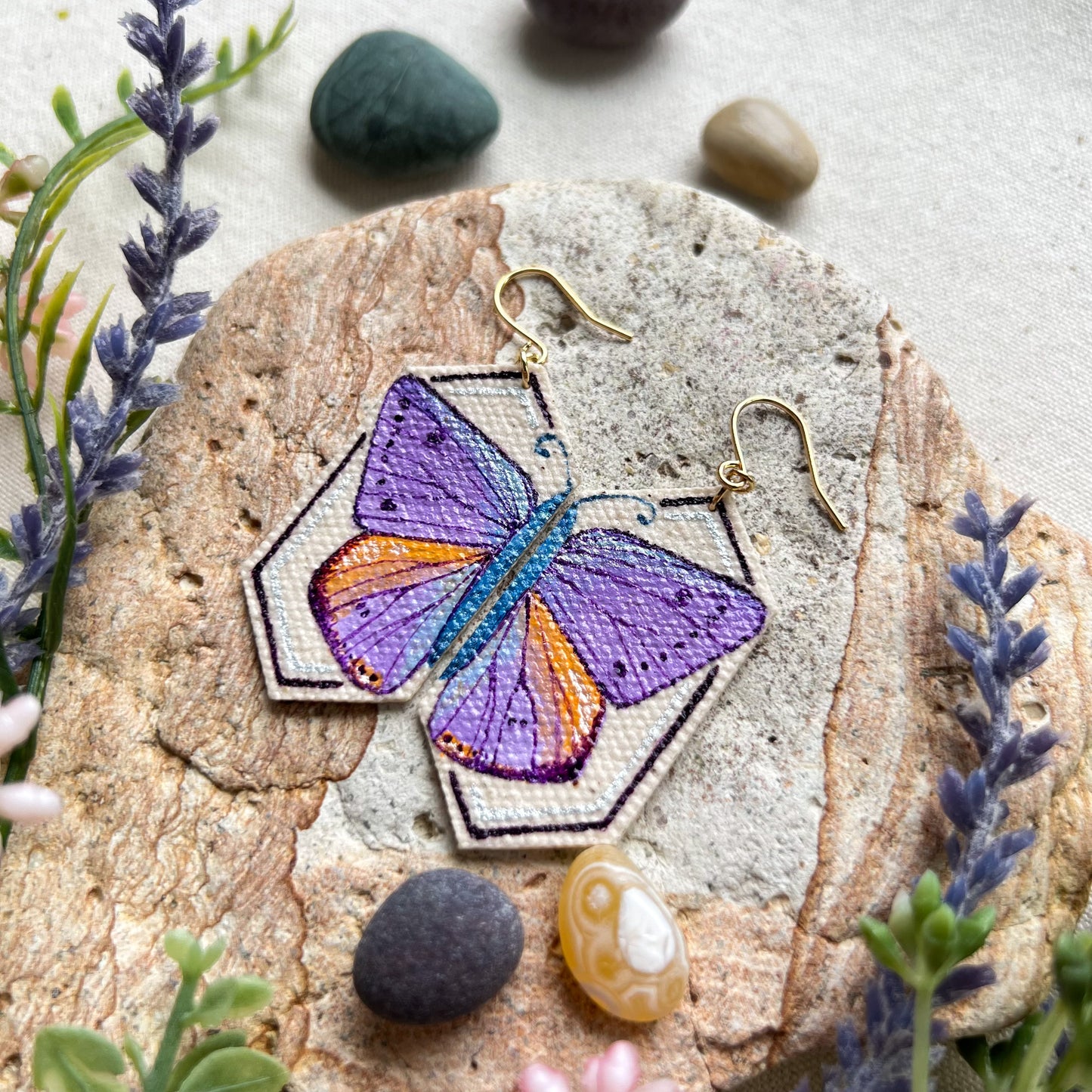 Purple Moth Earrings