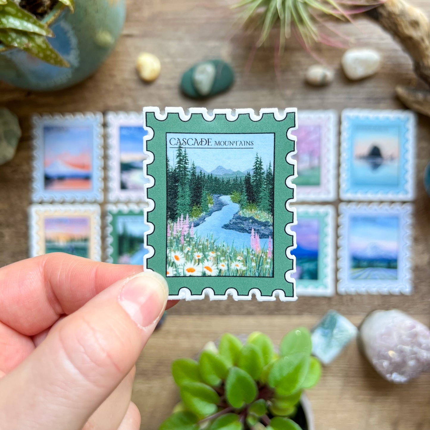 Cascade Mountains Stamp Sticker