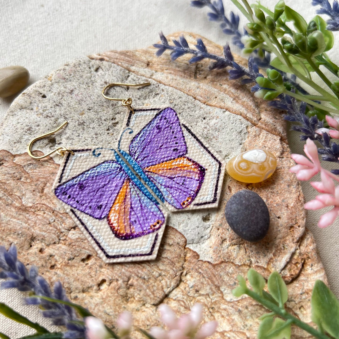 Purple Moth Earrings